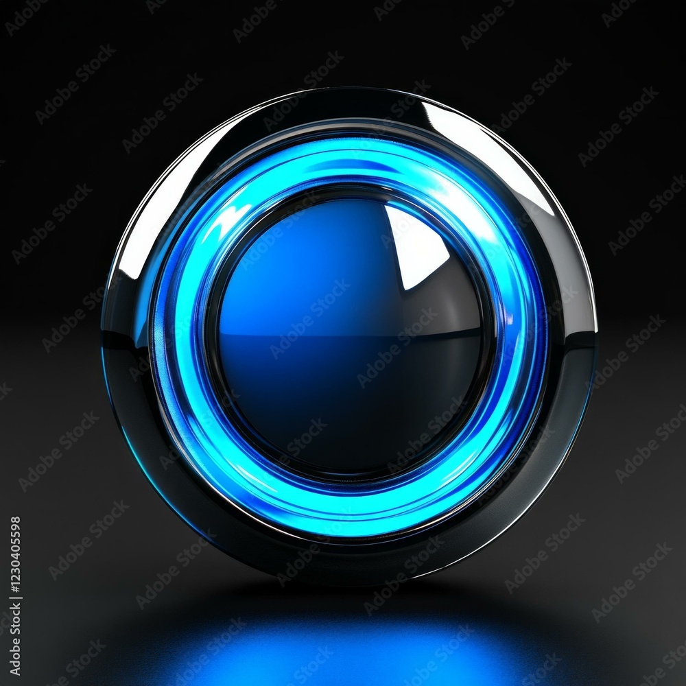 Futuristic blue circular object with luminous glow on black background Futuristic blue circular object with luminous glow on black background