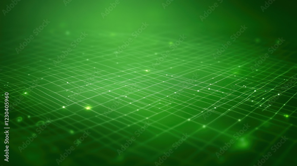 Naklejka premium Abstract green grid network background.