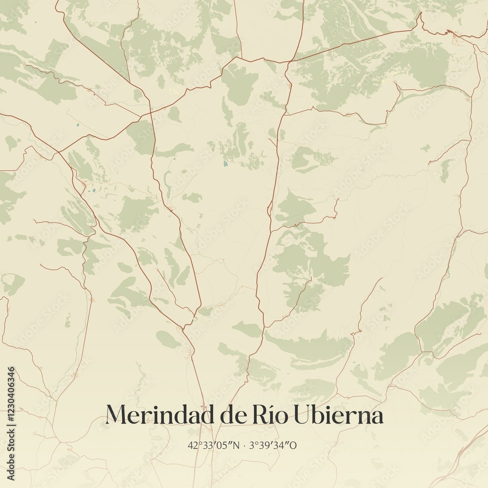 Fototapeta premium Vintage map of Merindad de Rio Ubierna, Spain.