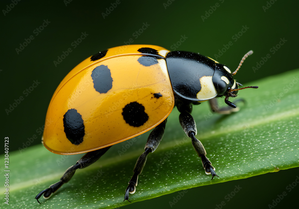 Fototapeta premium Ladybug on leaf stand .