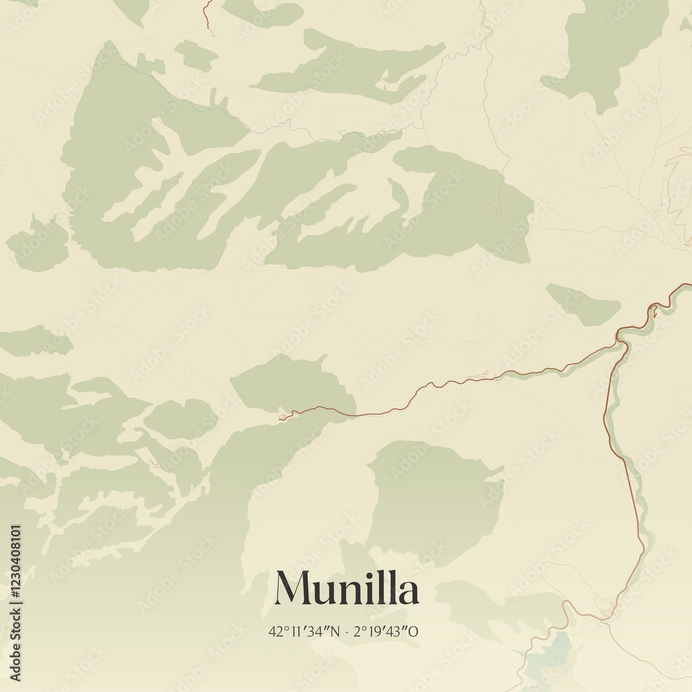 Obraz premium Retro Spanish map of Munilla, La Rioja. Vintage street map.