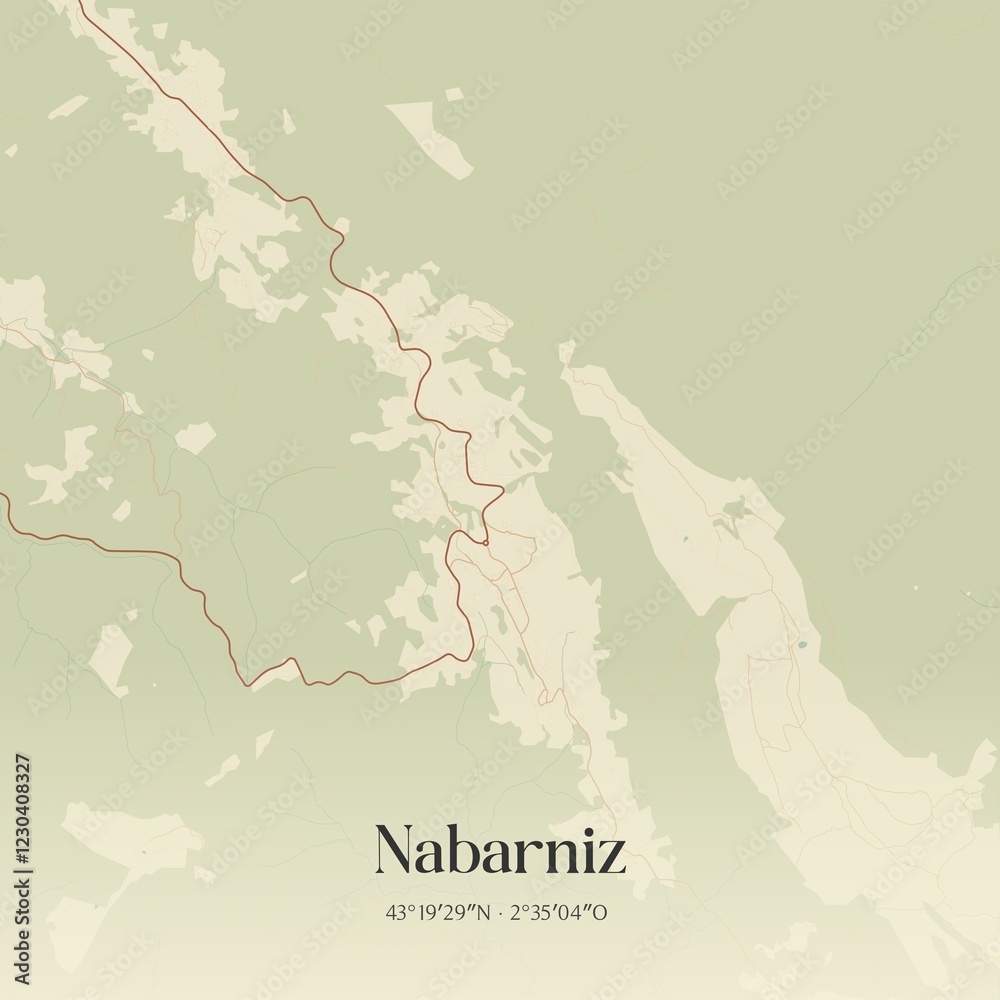 Obraz premium Retro Spanish map of Nabarniz, Pa�s Vasco. Vintage street map.