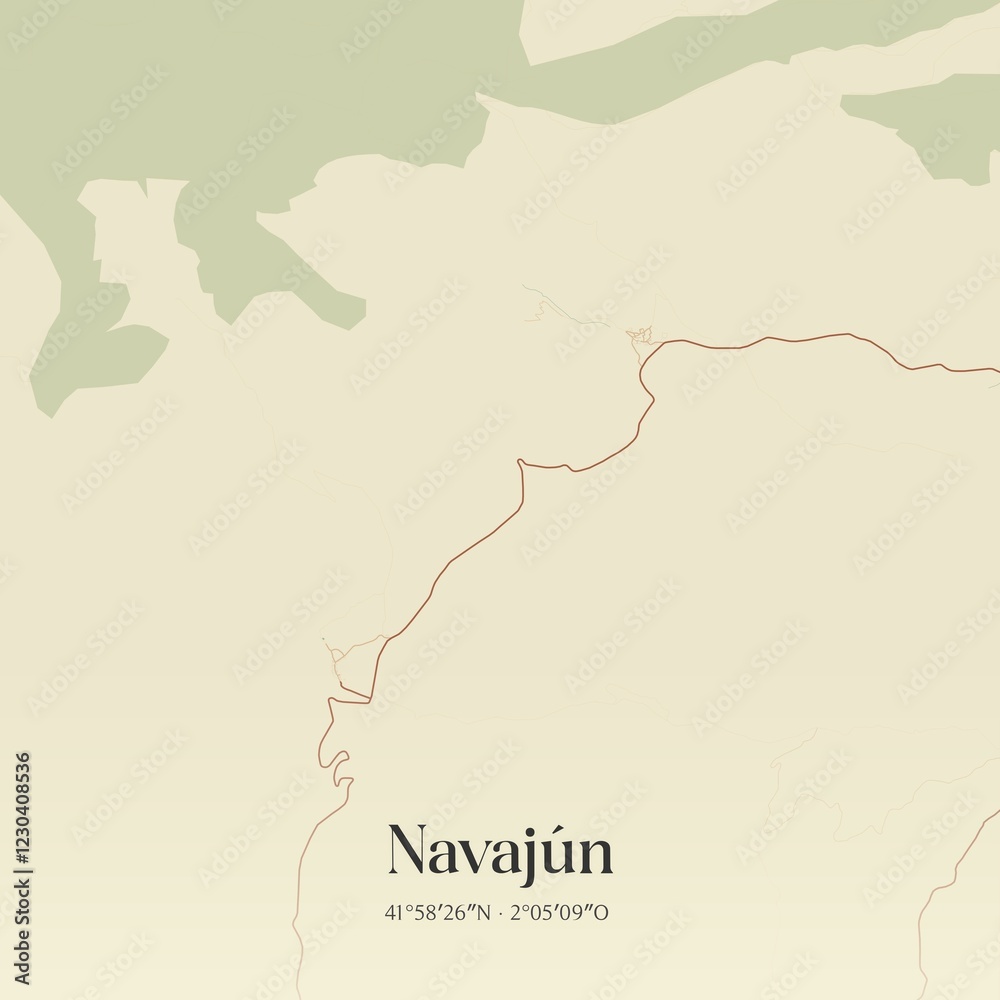 Fototapeta premium Retro Spanish map of Navaj�n, La Rioja. Vintage street map.