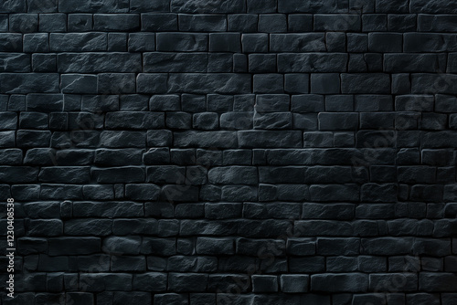 Dark Aged Stone Brick Wall Texture – Seamless Black Brick Pattern with Rough Surface and Subtle Shadows, Perfect for Backgrounds, Game Design, and Architectural Visuals