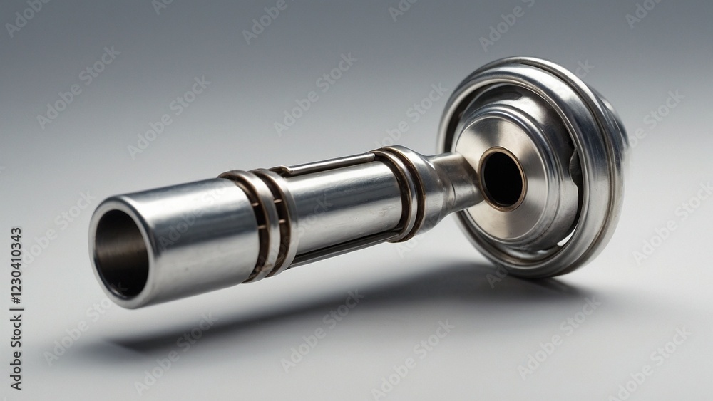 An solitary 3D model of a metal whistle on a white background An solitary 3D model of a metal whistle on a white background