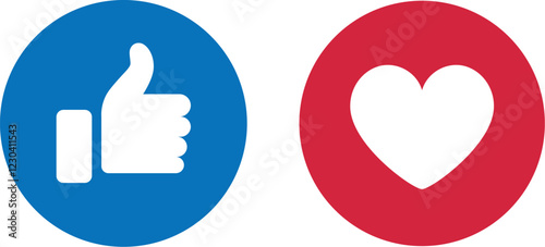  Set of cute social media positive Emoji faces thumbs up, heart, care, smile, crying laughing, smiling face with heart-shaped eyes icons