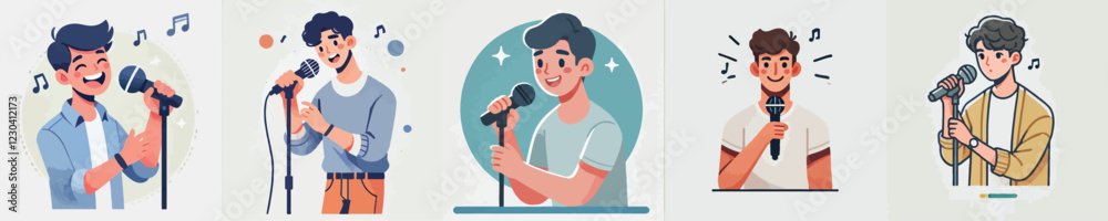 vector of a young man singing vector of a young man singing