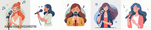 vector of a woman singing