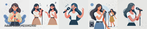 vector of a woman singing