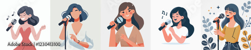 vector of a woman singing
