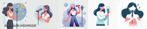 vector of a woman singing