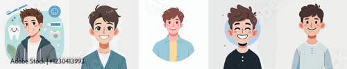 vector set of smiling young men