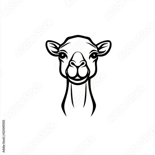 A right-facing camel head with a detailed black outline, set against a plain background, designed for educational use photo