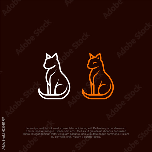 Simple cat modern flat logo with a minimalist and sleek design, suitable for pet shops, veterinary clinics, animal brands, and digital marketing photo