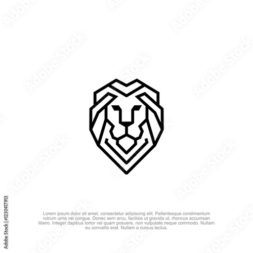 Simple outline flat lion head logo with a bold and modern aesthetic, great for sports teams, digital marketing, security agencies, and luxury branding