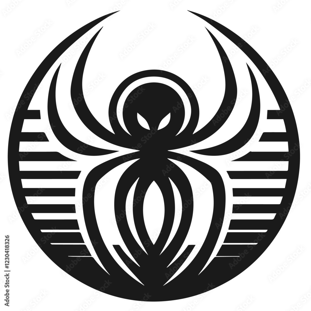 Clean black and white vector silhouette of spider on white background Clean black and white vector silhouette of spider on white background