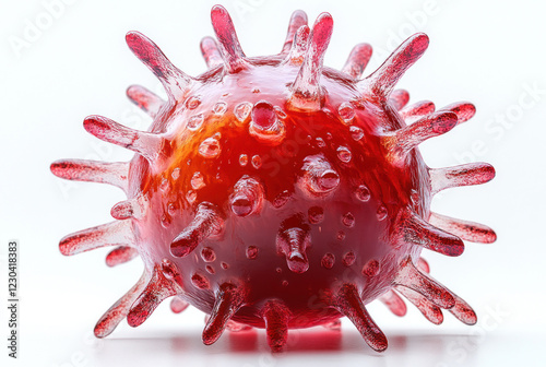 a detailed model of a virus, reminiscent of well-known visualizations of virus particles, such as coronavirus.  photo