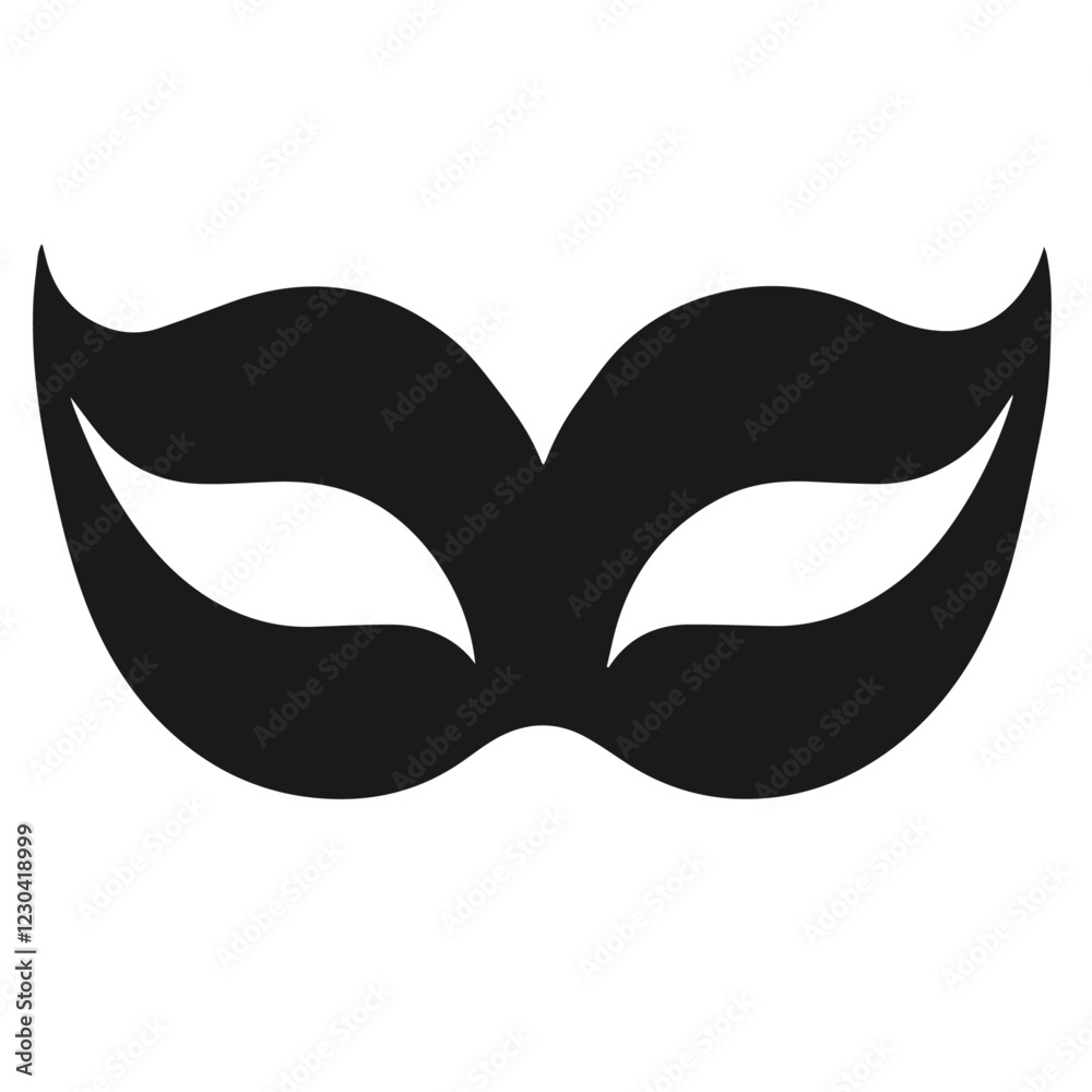 Clean black and white vector silhouette of mask on white background Clean black and white vector silhouette of mask on white background