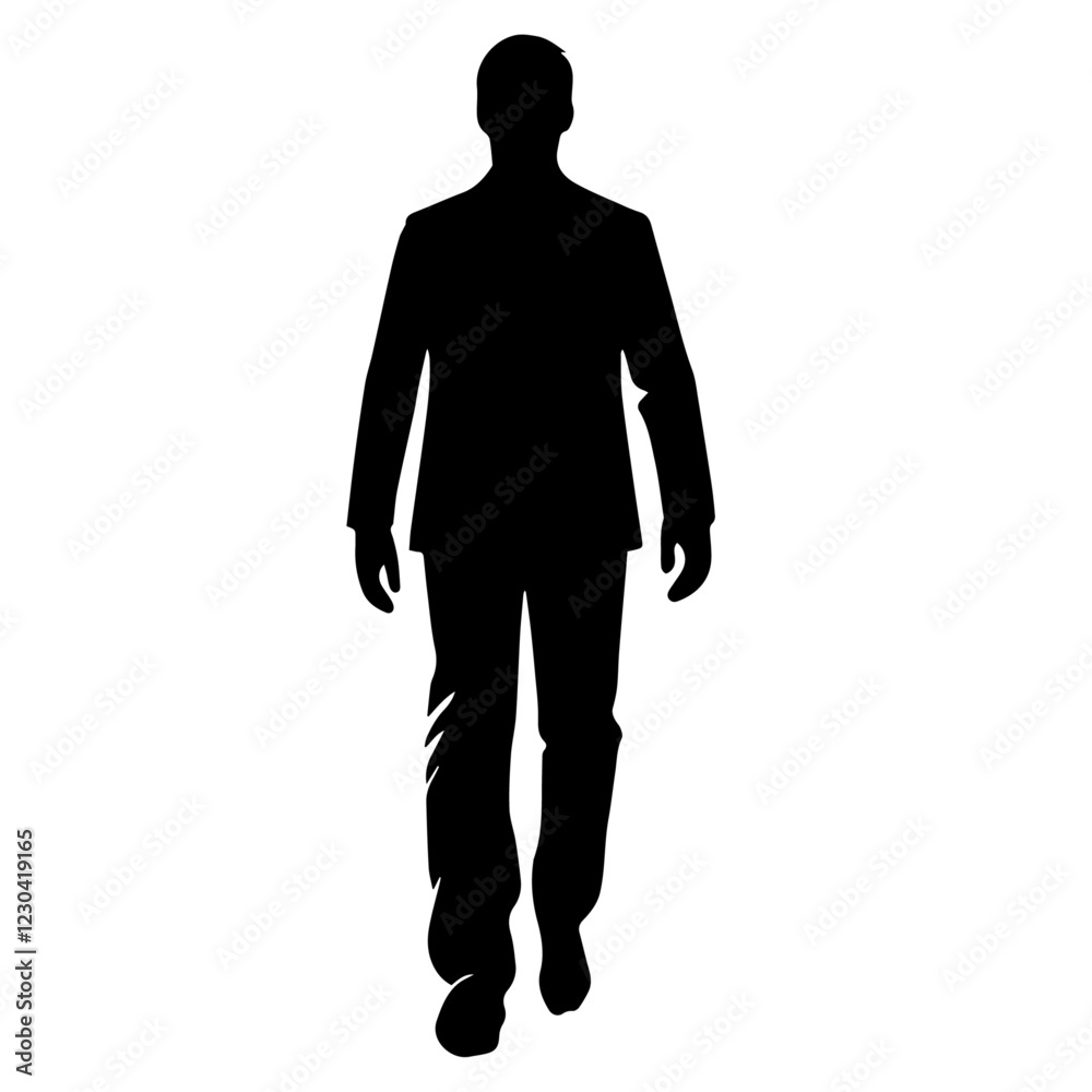 Clean black and white vector silhouette of person  on white background
