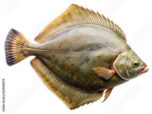 halibut fish isolated on white background
