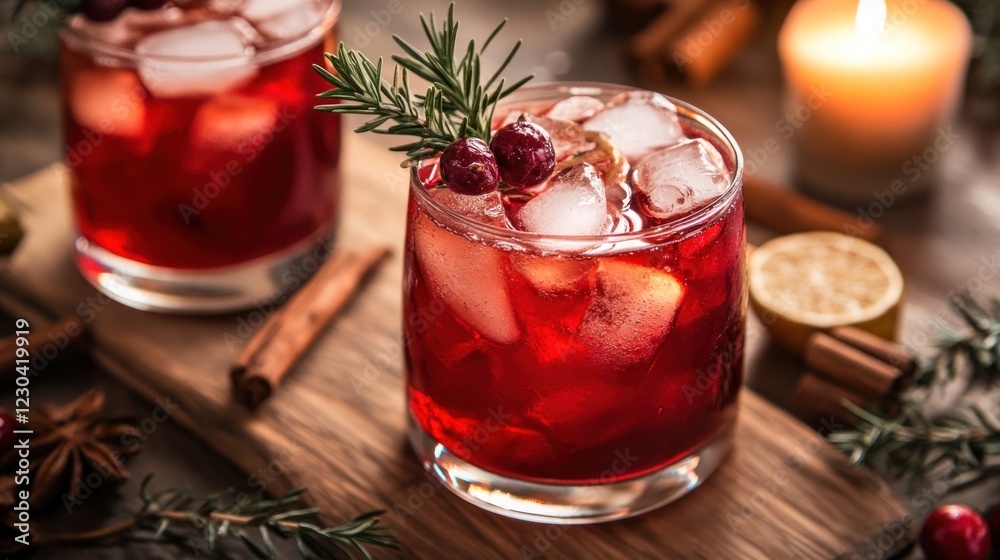 Cranberry Rosemary Cocktail with Festive Garnish Cranberry Rosemary Cocktail with Festive Garnish
