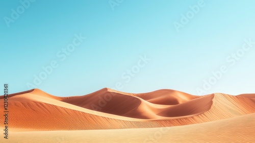 A vast desert landscape with rolling dunes captured in soft light photo