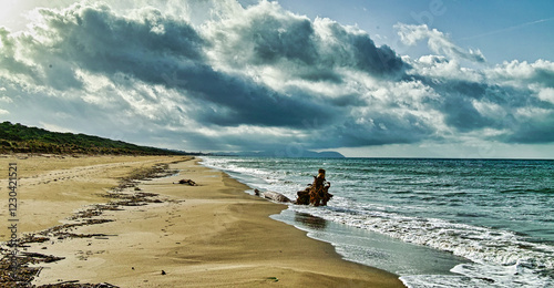 Cuadro en lienzo Panorama on the beach at Marina di Castagneto Carducci on a stormy day Tuscany I