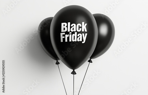 Black balloons promoting shopping discounts for Black Friday event celebration