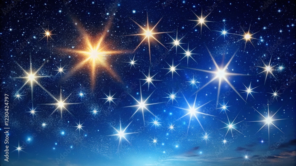Serene Night Sky: Twinkling Stars in Deep Blue Serene Night Sky: Twinkling Stars in Deep Blue
