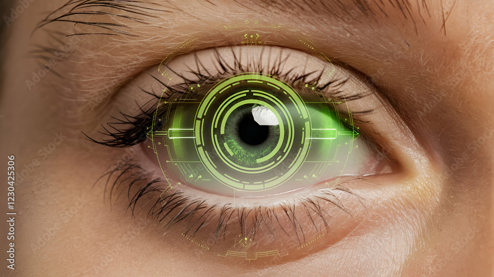 Fototapeta premium green futuristic technology human eye 