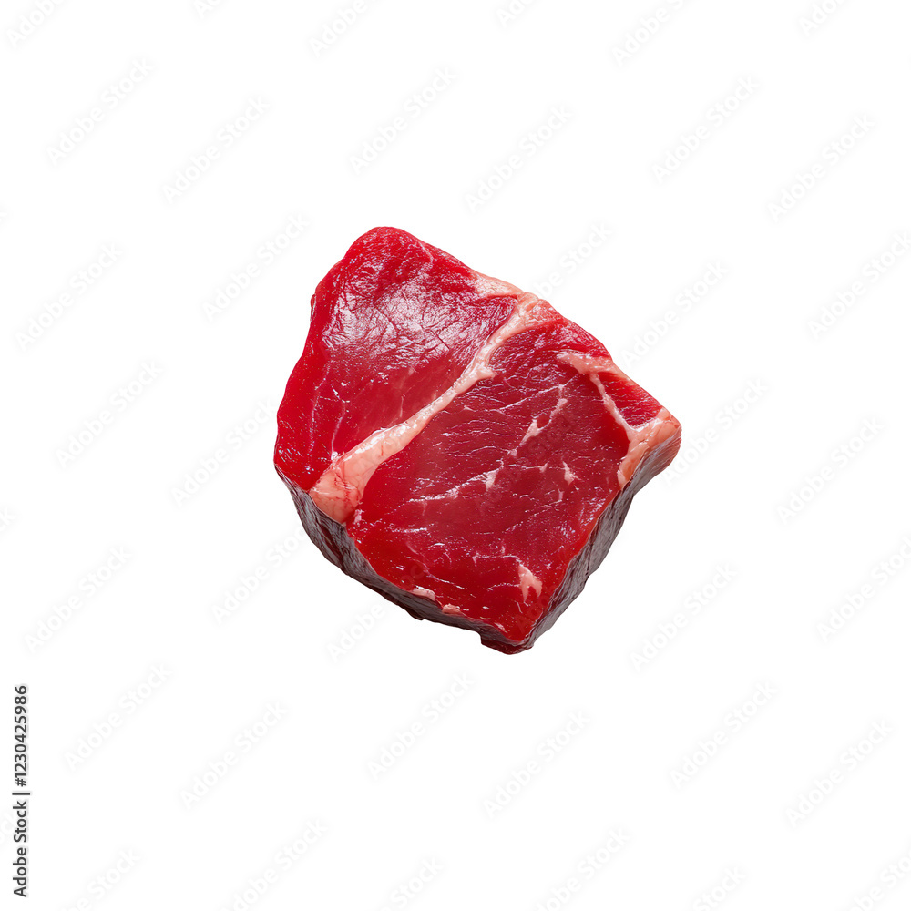 Obraz premium Fresh raw beef rib with rich red color and marbling, perfect for grilling or roasting. Ideal for culinary presentations and meat dishes