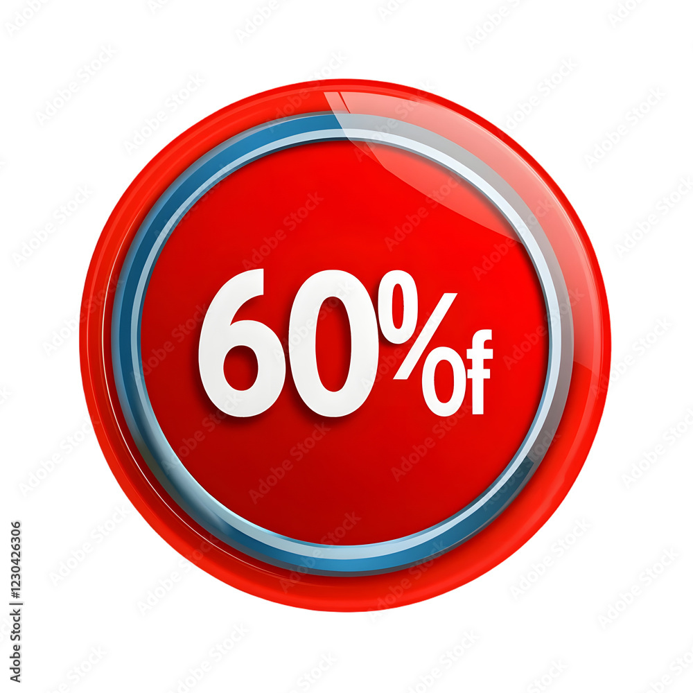 60% off sale sign, Discount 60% Off Sticker with Bold Text, Isolated on Transparent Background