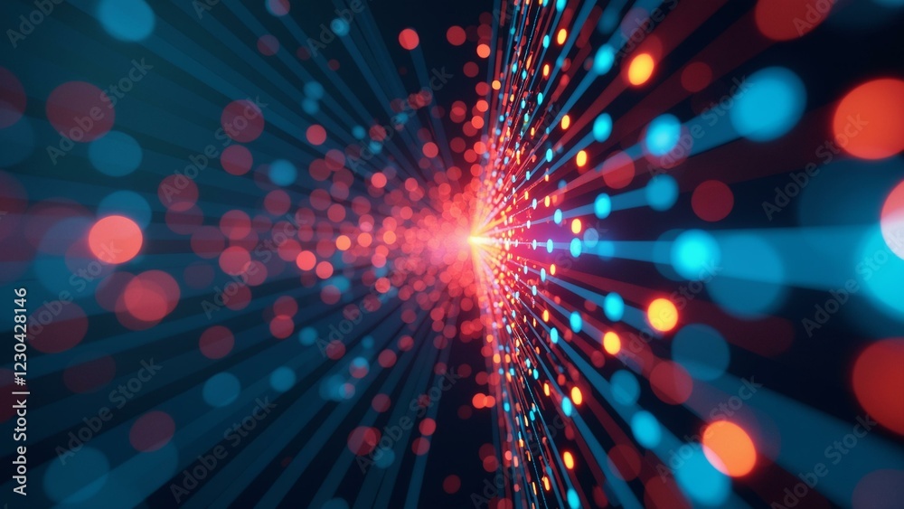 Naklejka premium A futuristic neural network firewall system with vibrant colors and abstract shapes.