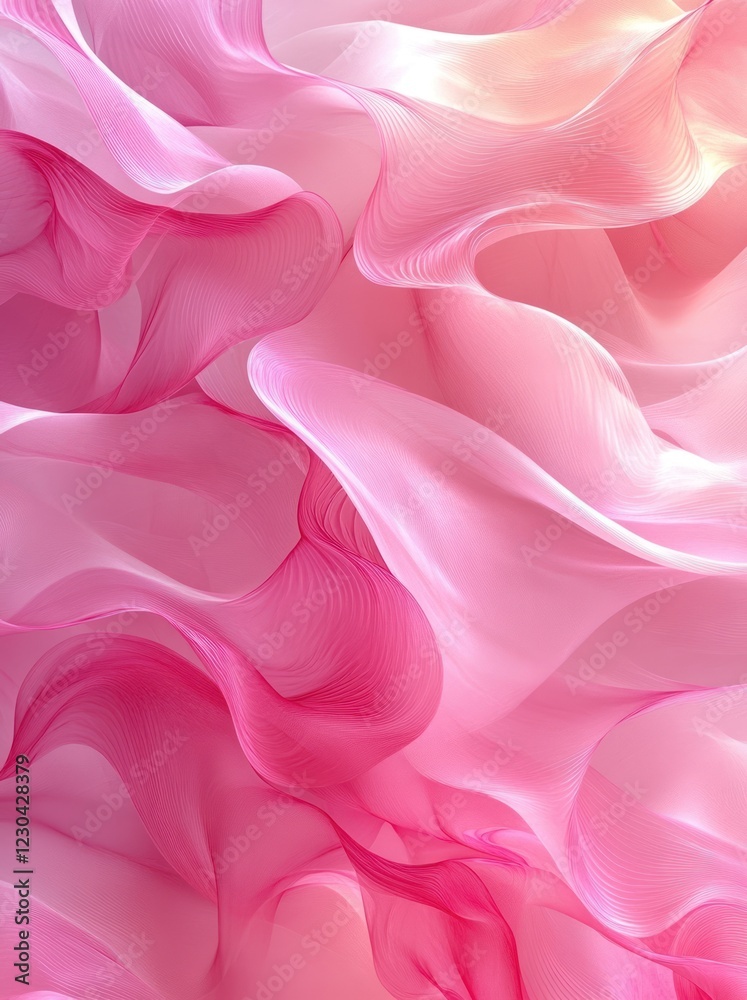 Obraz premium Pink fabric, flowing, textured, ombre, studio, background blur, design