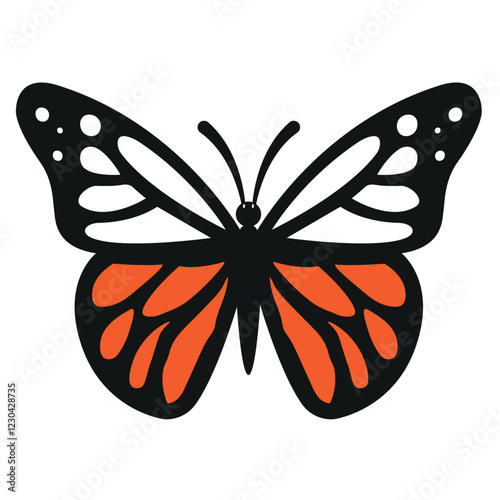 Butterfly illustration silhouette on white Background.