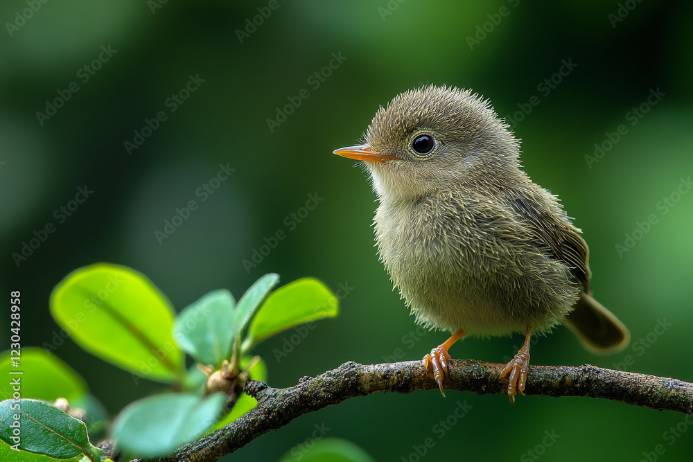 Adorable Baby Bird Perched On A Branch Adorable Baby Bird Perched On A Branch