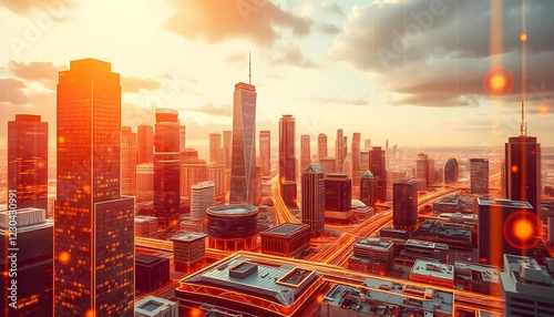 hong kong skyline at sunset