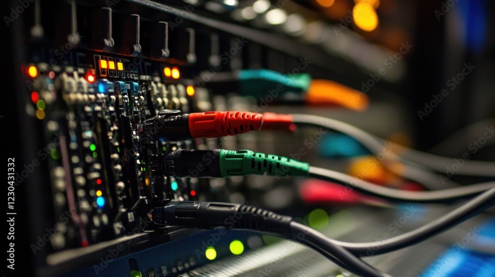 With the cables securely connected, the sound engineers can fine-tune the audio levels and create the perfect mix for their projects. With the cables securely connected, the sound engineers can fine-tune the audio levels and create the perfect mix for their projects.