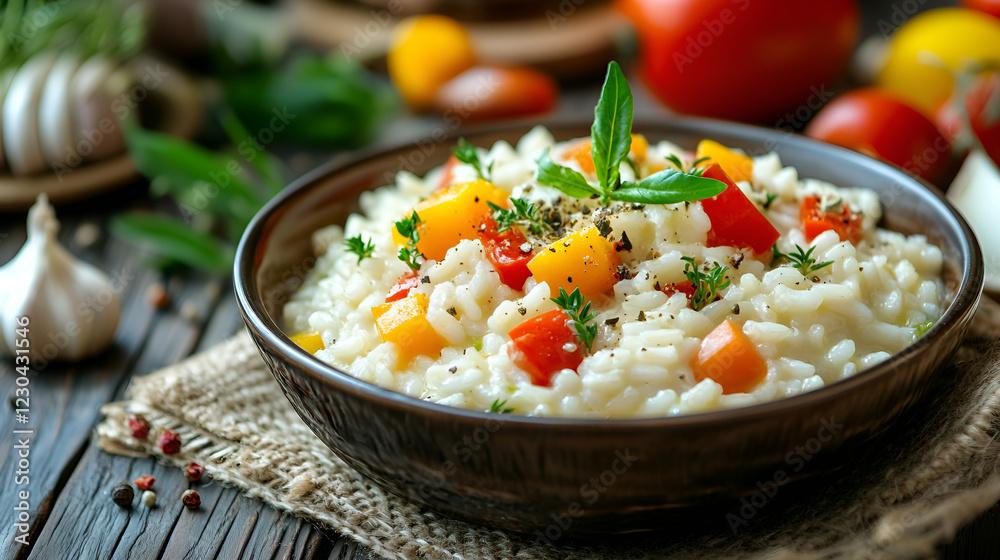 A serving of rice accompanied by diced tomatoes and a sprinkle of herbs in a bowl, highlighting a fresh culinary creation. A serving of rice accompanied by diced tomatoes and a sprinkle of herbs in a bowl, highlighting a fresh culinary creation.