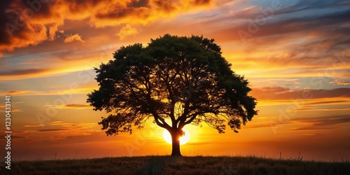 Silhouette of a Majestic Tree with Isolated US Dollar Sign - Financial Growth Concept