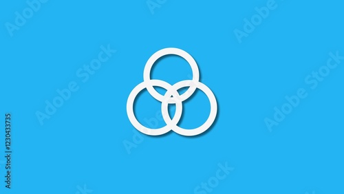 Rotating three circle combination icon. Three overlapping circles icon. line art illustration background.