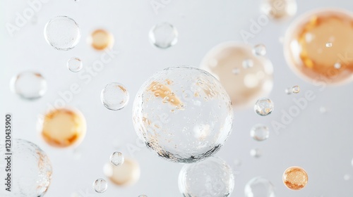 Macro photography of floating bubbles and dynamic molecules in the air captured in detail