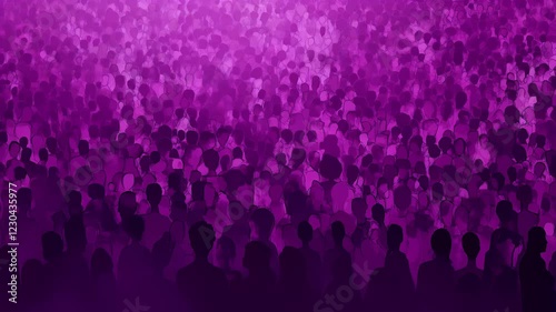 Illustration of silhouettes of people protesting for women's rights on International Women's Day with purple background