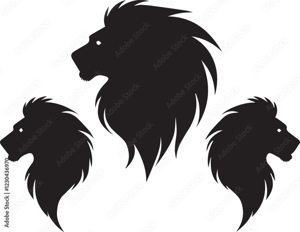 Fototapeta premium silhouette set of lion