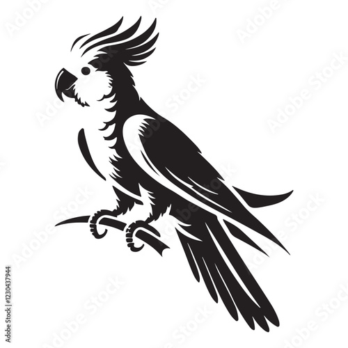 Elegant Cockatoo Silhouette Illustration