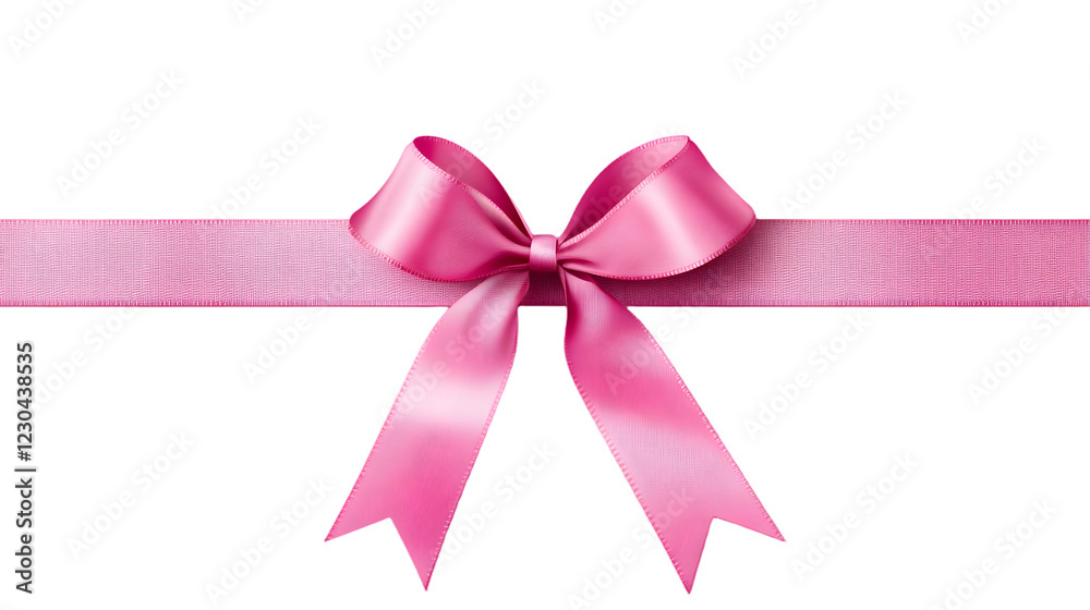 Pink Satin Bow with Ribbon, Perfect for Gift Wrapping, Isolated Pink Satin Bow with Ribbon, Perfect for Gift Wrapping, Isolated