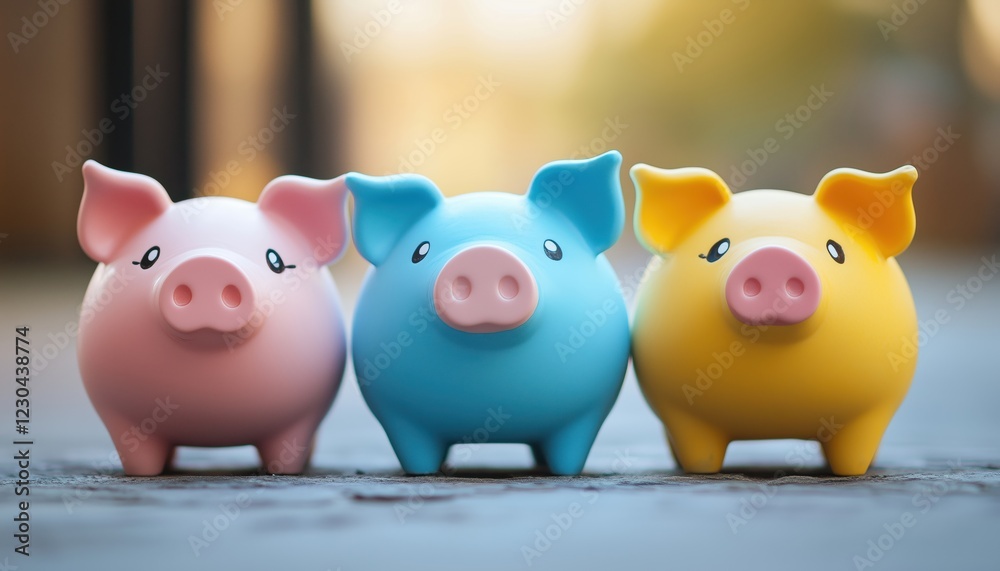 Pastel Blue Piggy Bank For Saving In Yellow, Blue, And Pink Colors: A Fun Way To Save Money In Style! Pastel Blue Piggy Bank For Saving In Yellow, Blue, And Pink Colors: A Fun Way To Save Money In Style!