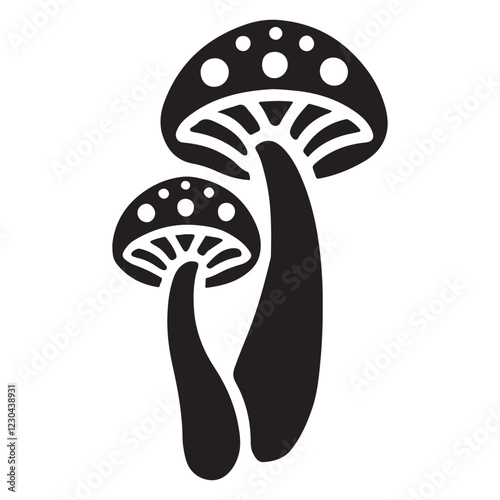 Charming Pair of Mushrooms Silhouette Illustration