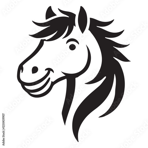 Playful Horse Head Silhouette Vector Graphic