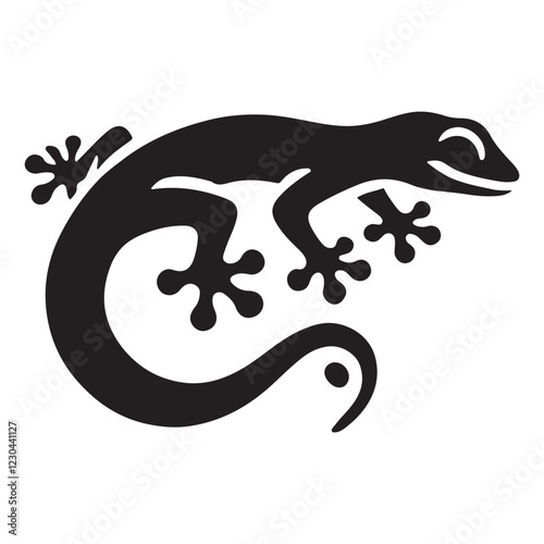 Gecko Silhouette Illustration Reptile Tribal Style Design